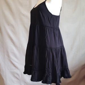 BOHO Mossimo Festival hippy Black Dress Raw Hem M
